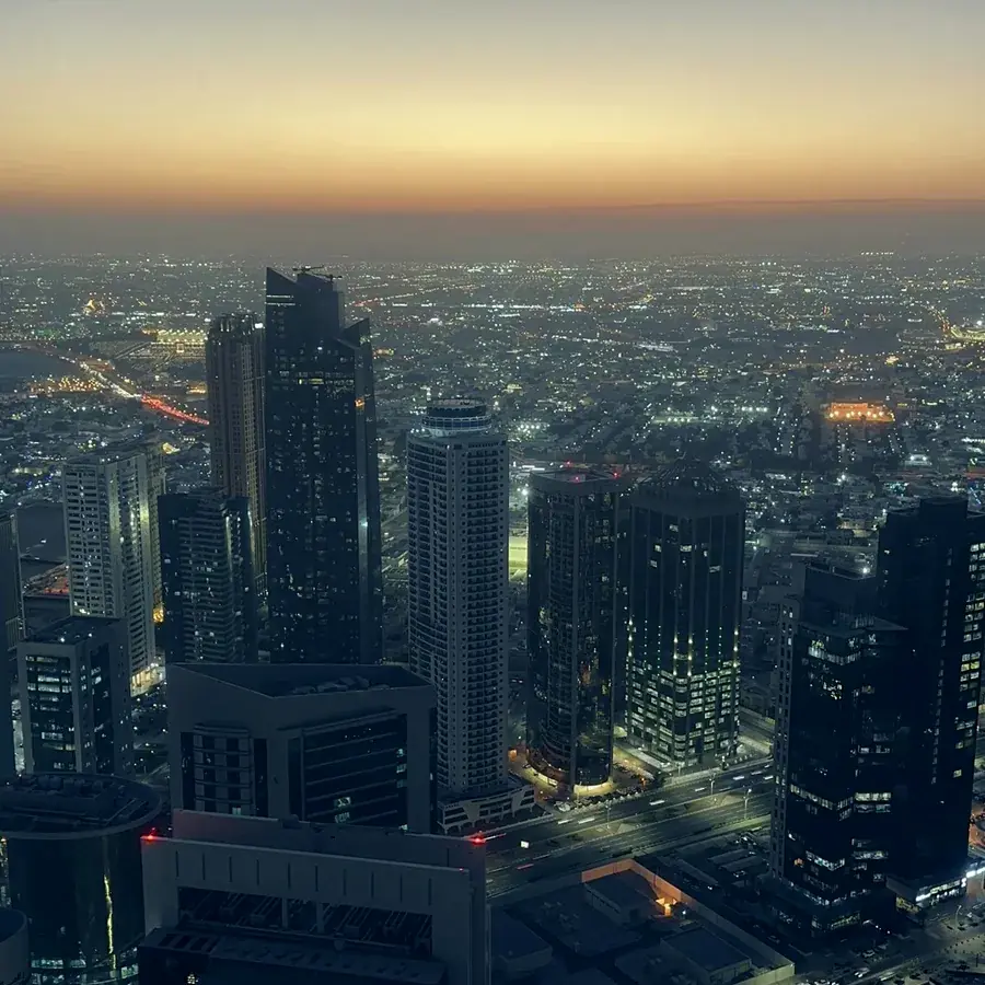 Aerial view of Doha West Bay skyline